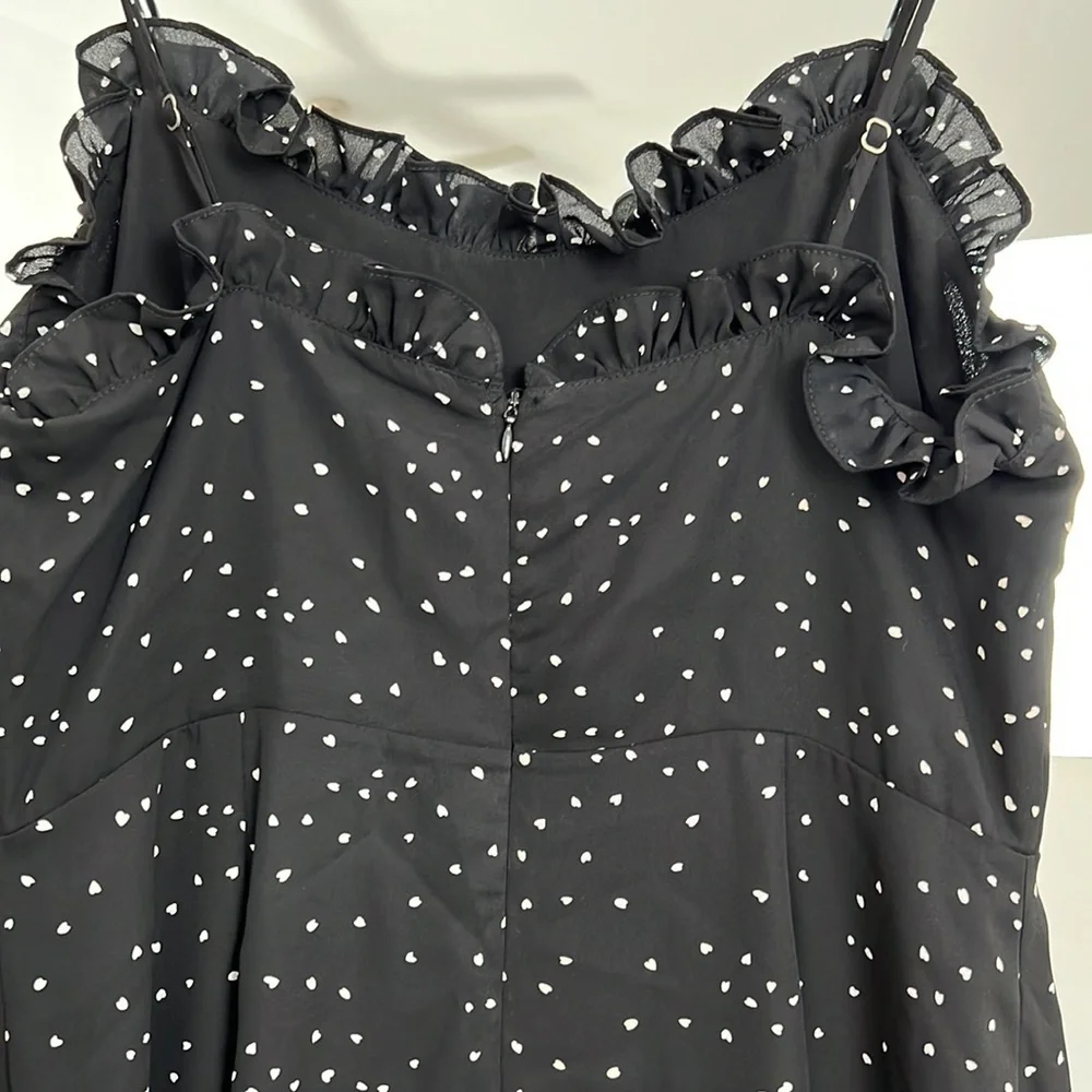 LUSH Black and White Heart Dotted Spaghetti Strap Long Maxi Dress size L - Picture 5 of 6
